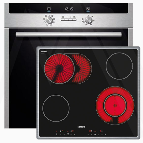 Backofenset Siemens Backofen Edelstahl HB23GB540 + Glaskeramik-Kochfeld ET645EN11 