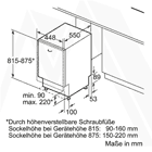 Maßskizze Bosch Geschirrspüler SPV50E00EU  45cm 