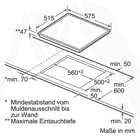 Maßskizze Siemens Backofen Edelstahl HB23GB540 + Glaskeramik-Kochfeld ET645EN11 